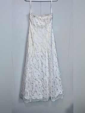 EXPO White & Silver & Gold Strapless Corset Formal Gown Dress Size 6 Prom Bridal